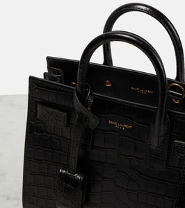 Saint Laurent Sac De Jour Nano croc-effect leather tote bag