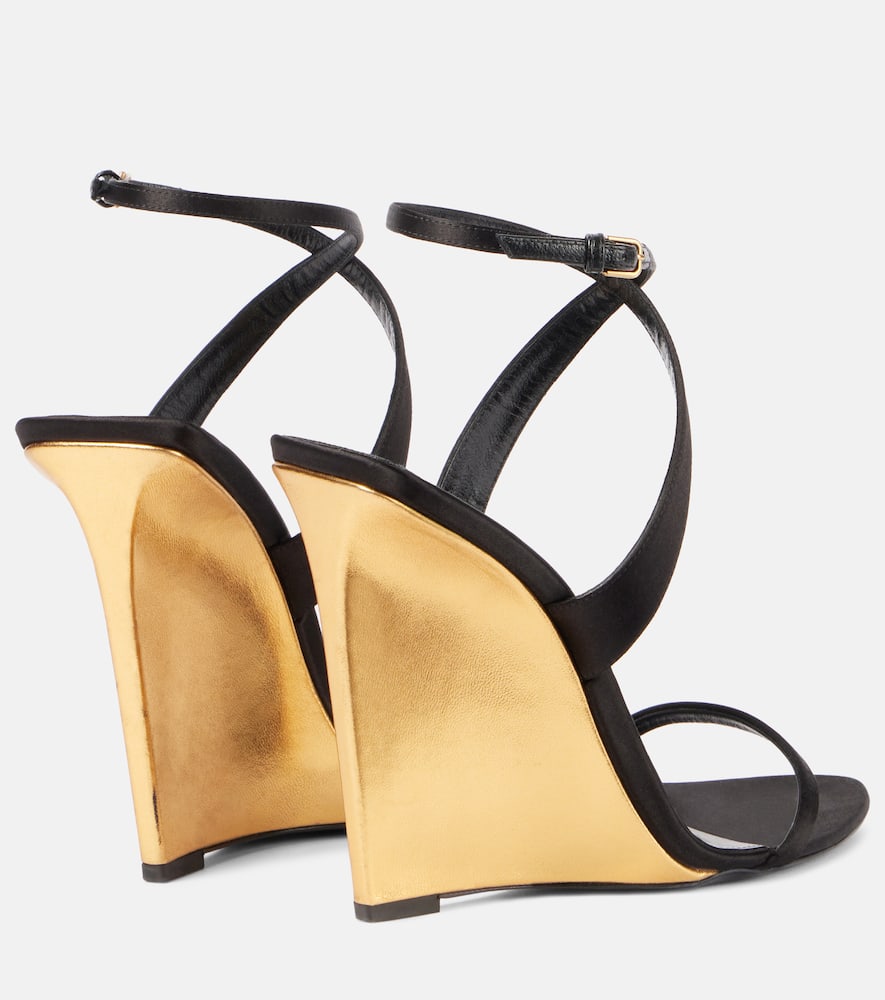 Saint Laurent Salom√É¬© 110 satin cr√É¬™pe wedge sandals