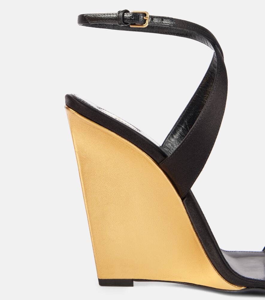 Saint Laurent Salom√É¬© 110 satin cr√É¬™pe wedge sandals