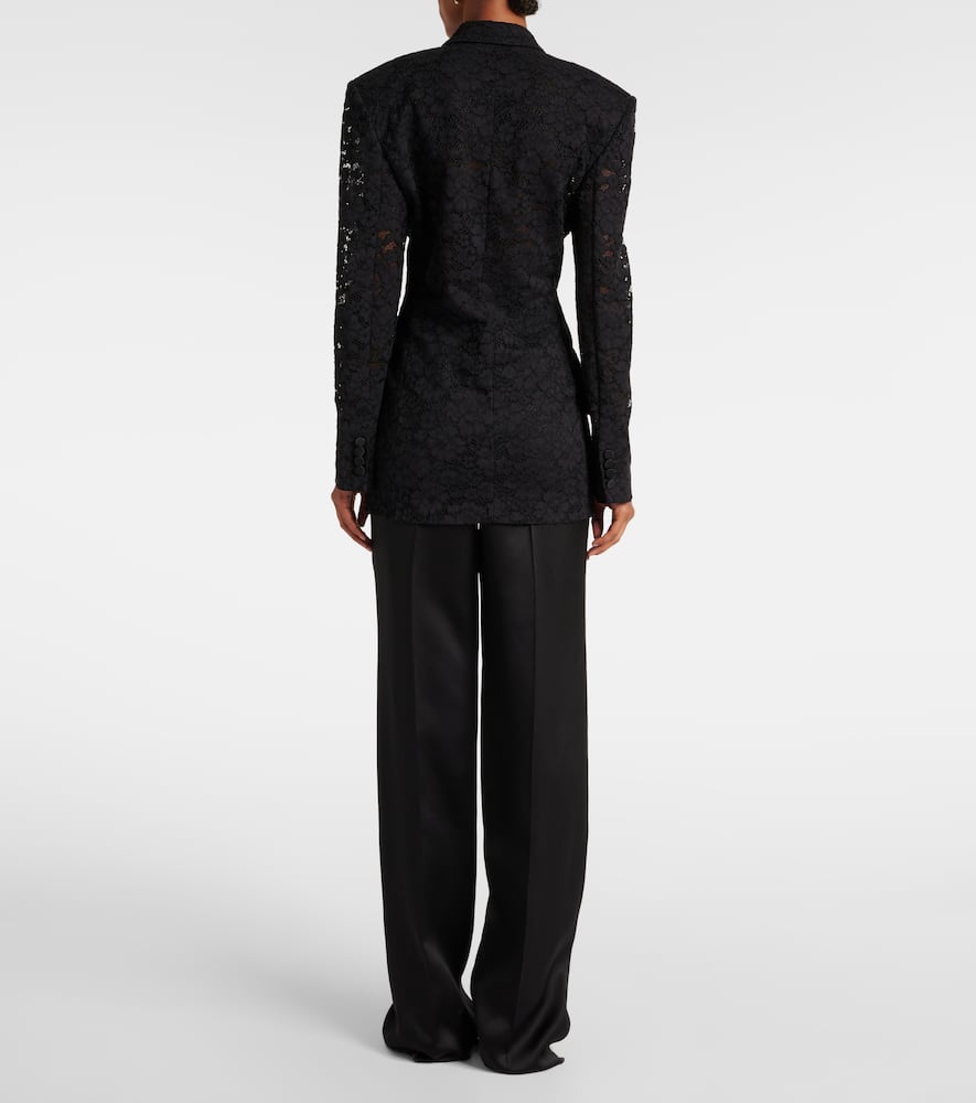 Saint Laurent Satin-trimmed guipure lace tuxedo jacket