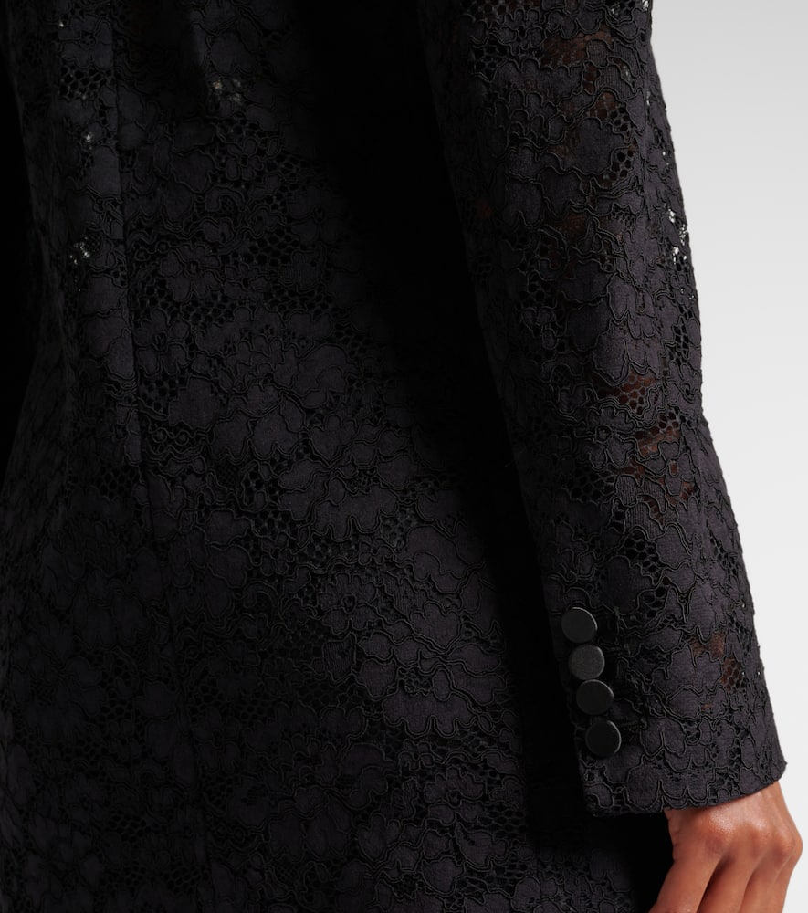 Saint Laurent Satin-trimmed guipure lace tuxedo jacket