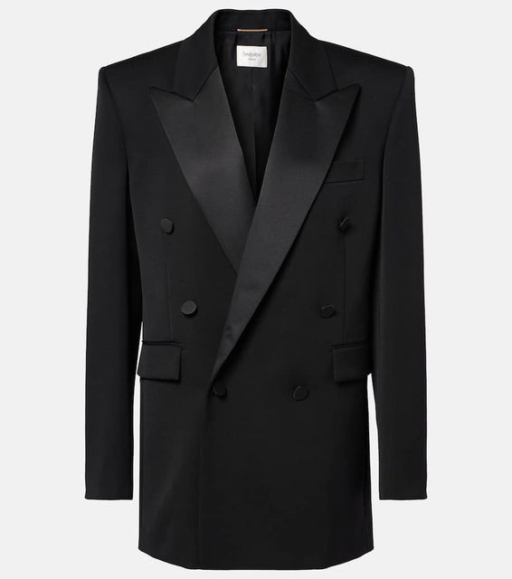 Saint Laurent Satin-trimmed wool suit jacket