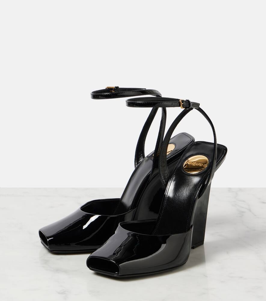 Saint Laurent Scandale patent leather wedge sandals