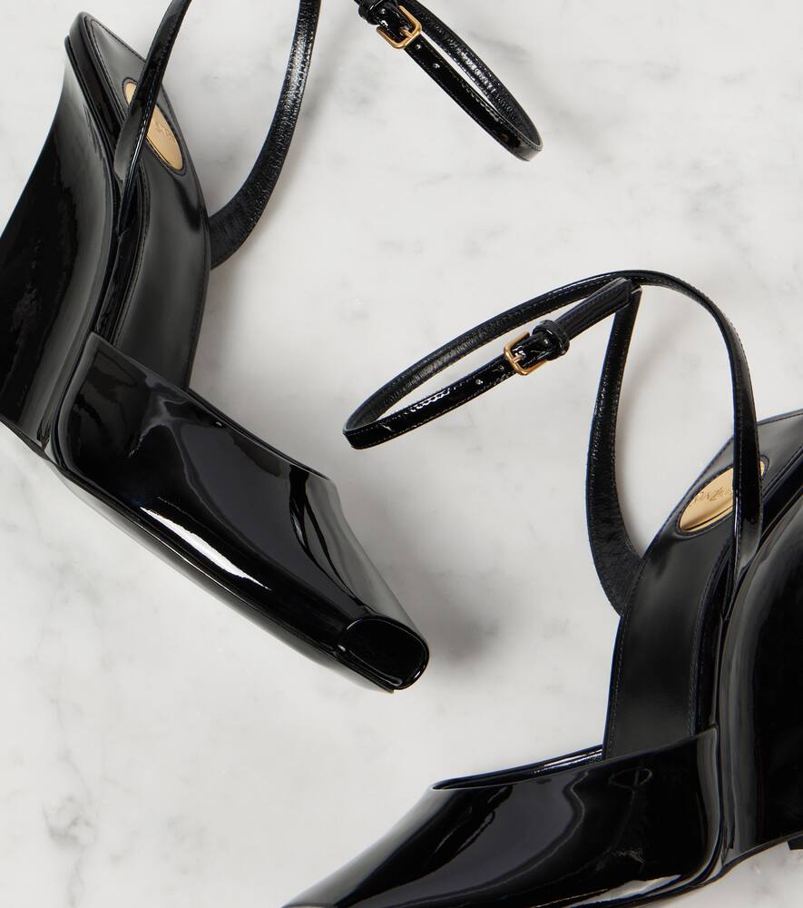 Saint Laurent Scandale patent leather wedge sandals