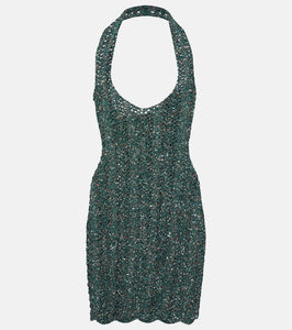 Saint Laurent Sequined mesh minidress