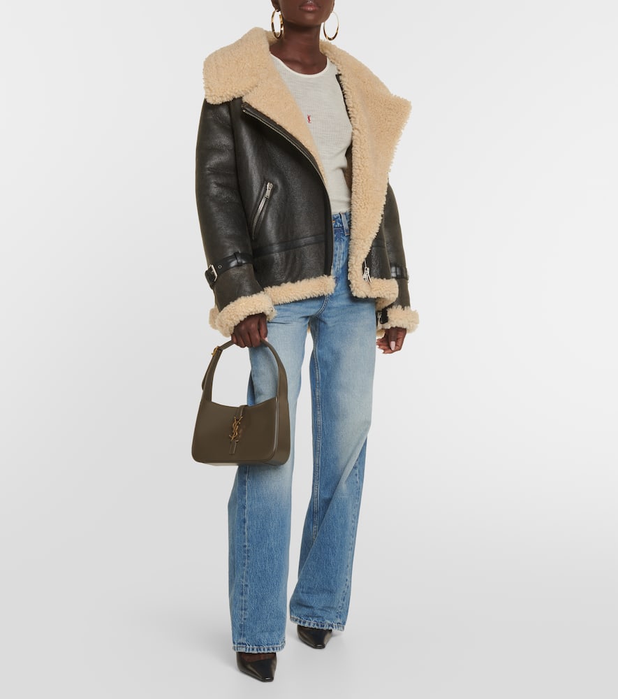 Saint Laurent Shearling-trimmed leather jacket