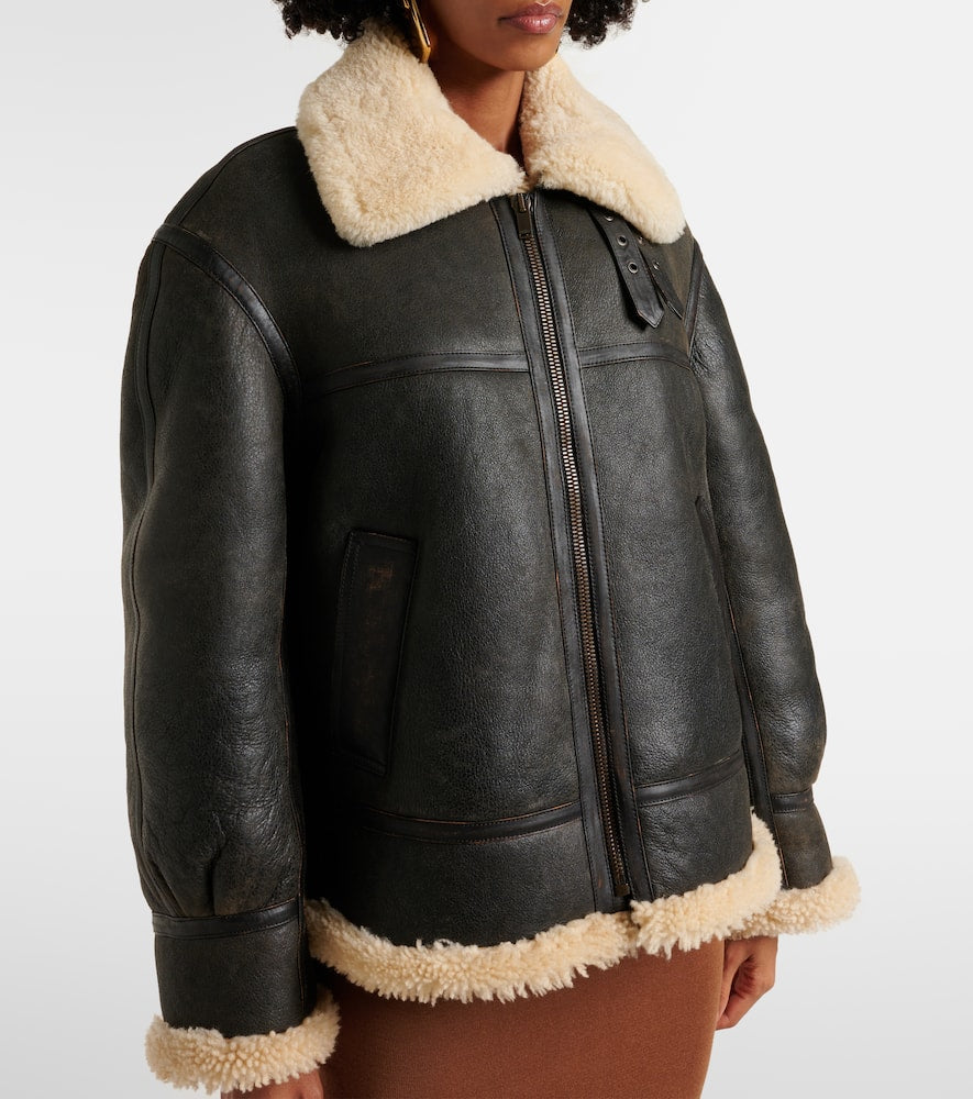 Saint Laurent Shearling-trimmed leather jacket