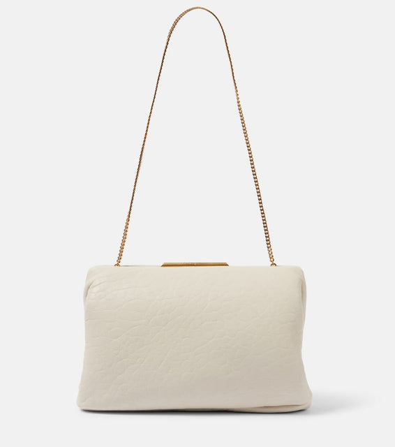 Saint Laurent Small leather clutch with chain. Shop Saint Laurent Shoulder Bags for women now.