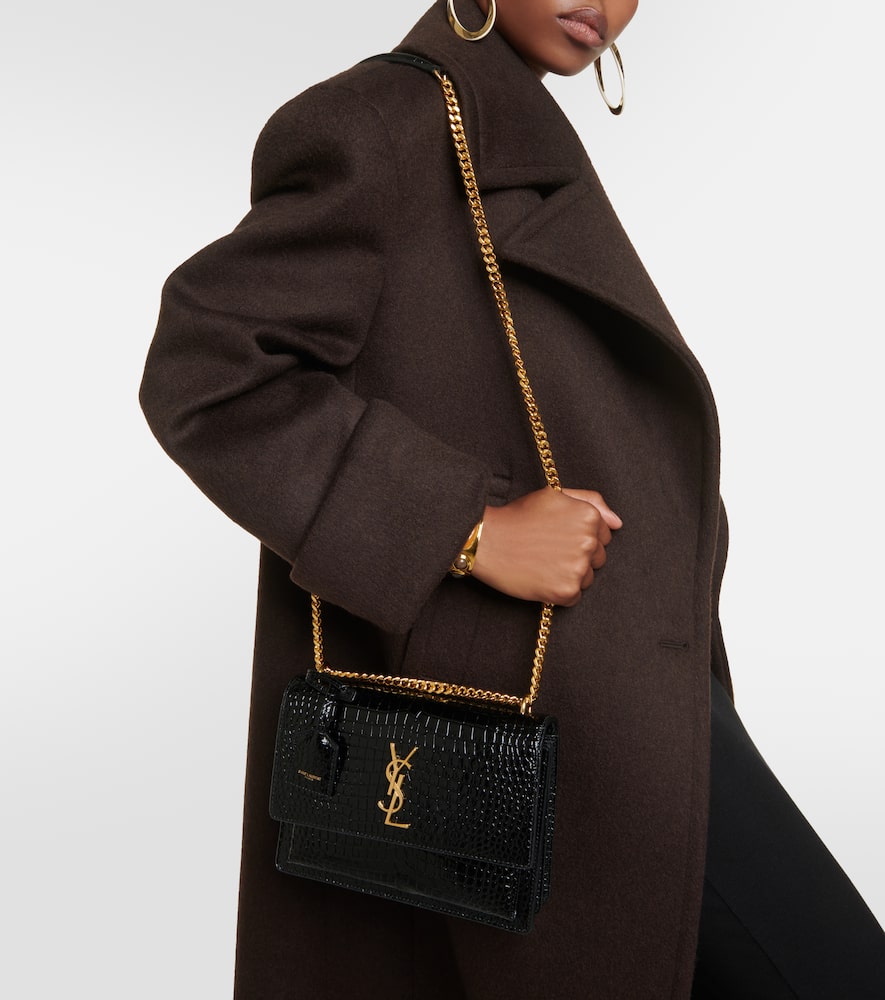 Saint Laurent Sunset Medium croc-effect leather shoulder bag