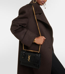 Saint Laurent Sunset Medium croc-effect leather shoulder bag