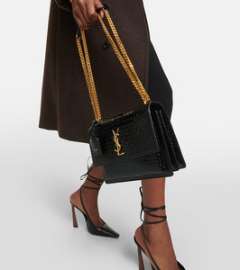 Saint Laurent Sunset Medium croc-effect leather shoulder bag