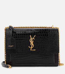 Saint Laurent Sunset Medium croc-effect leather shoulder bag. Shop Saint Laurent Shoulder Bags for women now.