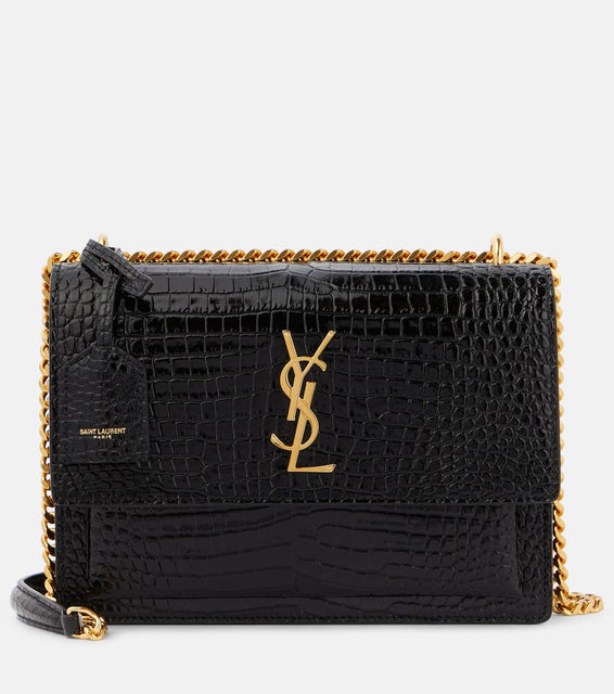 Saint Laurent Sunset Medium croc-effect leather shoulder bag. Shop Saint Laurent Shoulder Bags for women now.