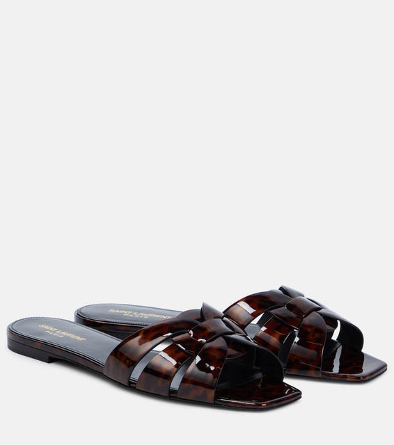 Saint Laurent Tribute 05 leopard-print leather flats