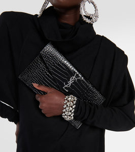 Saint Laurent Uptown embossed leather clutch