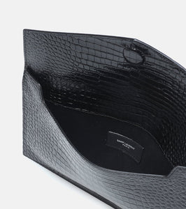 Saint Laurent Uptown embossed leather clutch