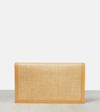 Saint Laurent Uptown leather-trimmed raffia clutch