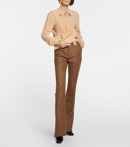 Saint Laurent Uptown leather-trimmed raffia clutch