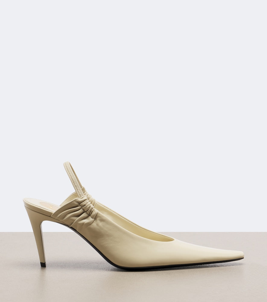 Saint Laurent Anne-Marie leather slingback pumps (White) - Mid Heel Pumps