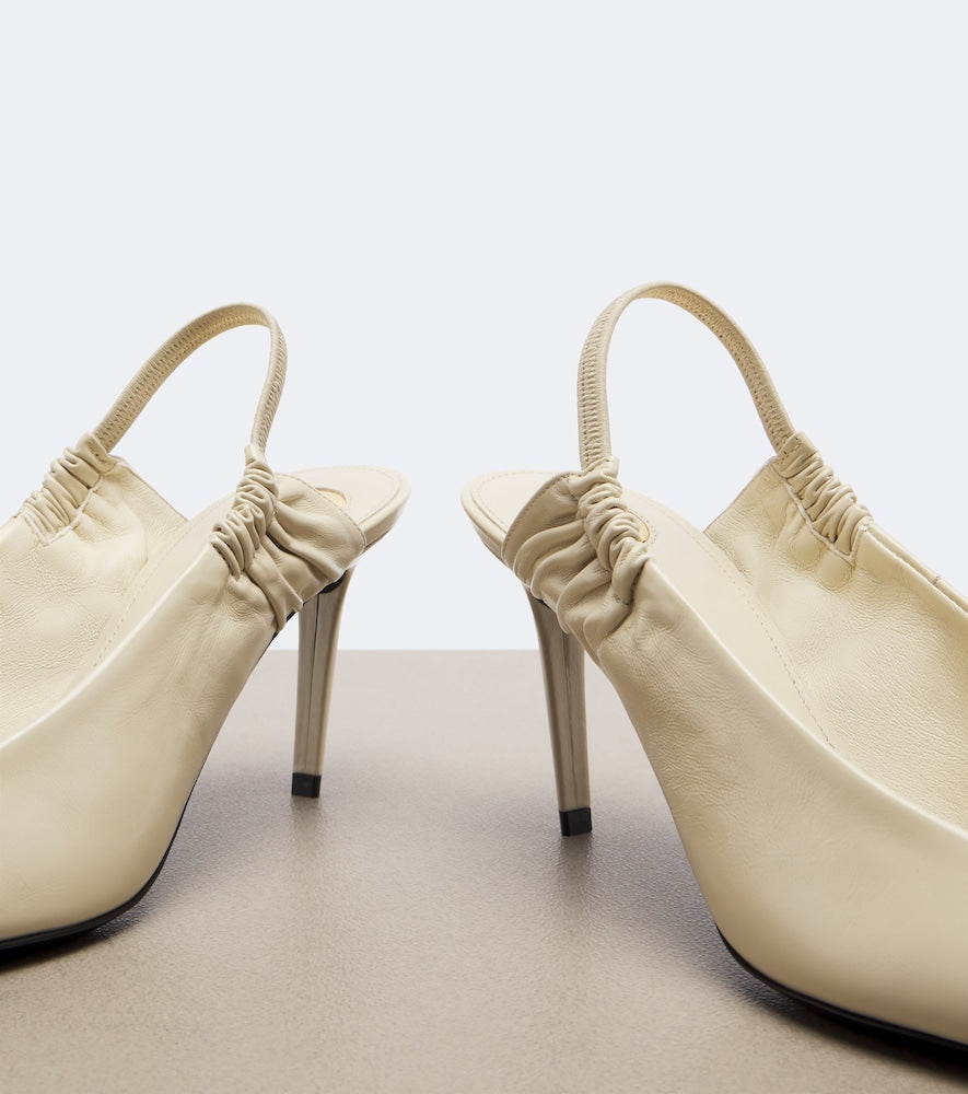 Saint Laurent Anne-Marie leather slingback pumps (White) - Mid Heel Pumps