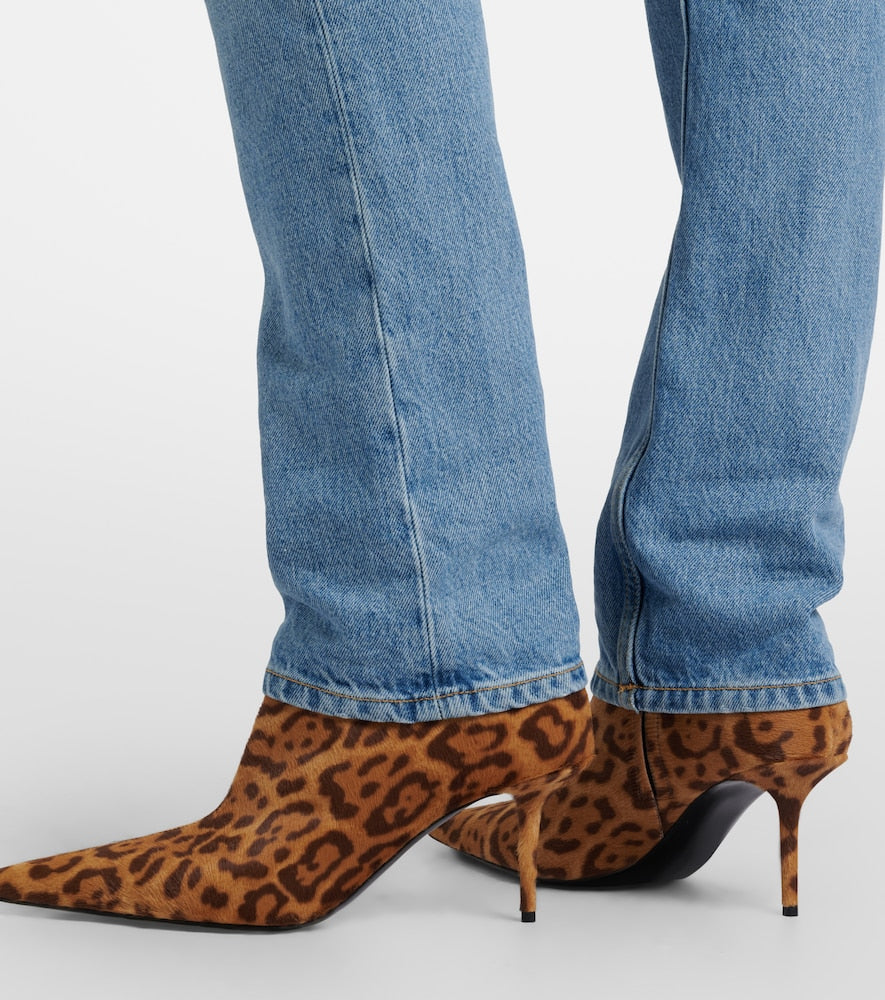 Saint Laurent Ashley 75 calf hair ankle boots - Brown Mid Heel Boots