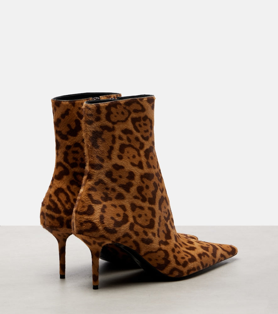 Saint Laurent Ashley 75 calf hair ankle boots - Brown Mid Heel Boots