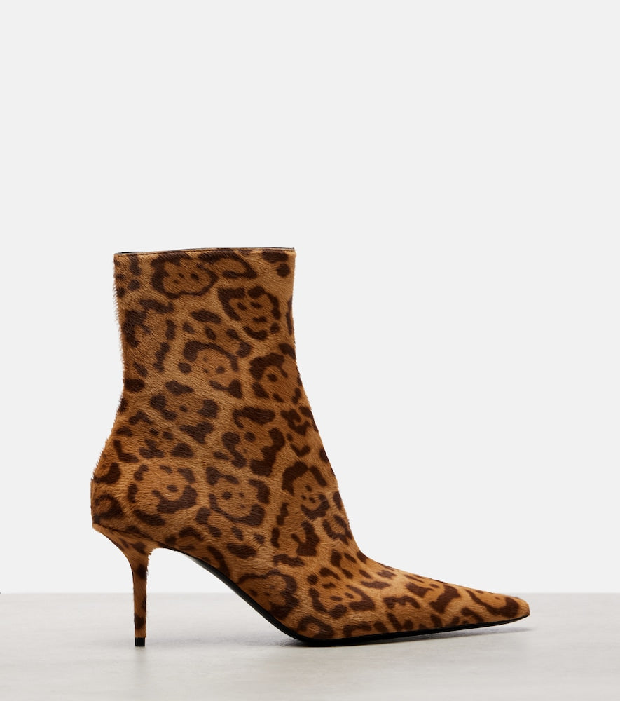 Saint Laurent Ashley 75 calf hair ankle boots - Brown Mid Heel Boots