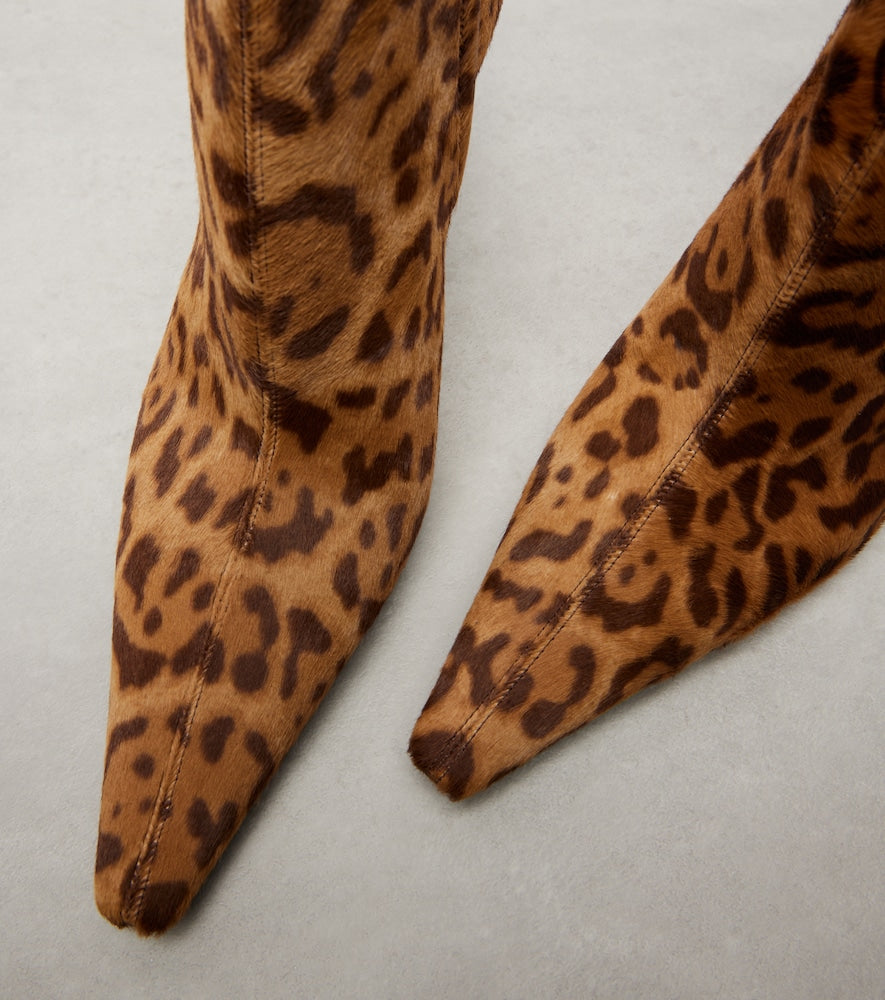Saint Laurent Ashley 75 calf hair ankle boots - Brown Mid Heel Boots