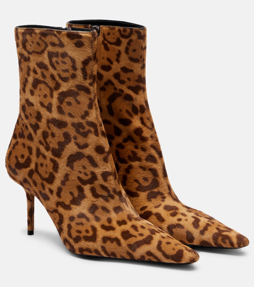 Saint Laurent Ashley 75 calf hair ankle boots - Brown Mid Heel Boots