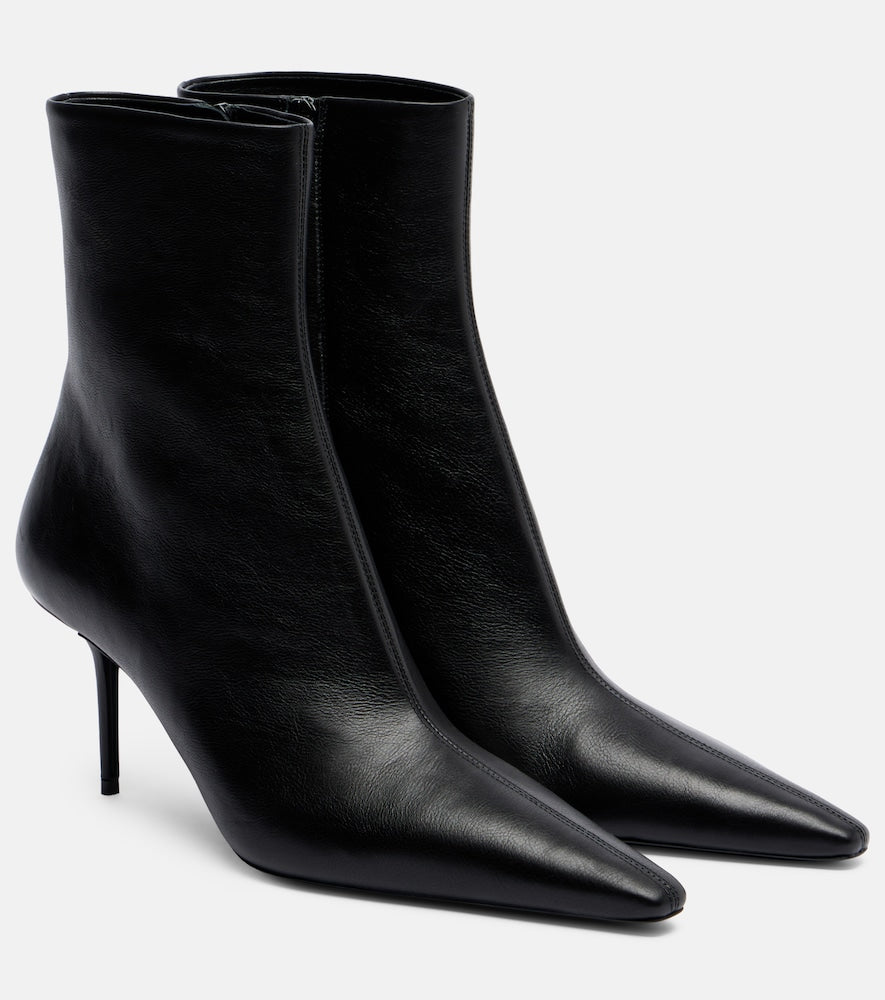 Saint Laurent Ashley leather ankle boots (Black) - Mid Heel Boots