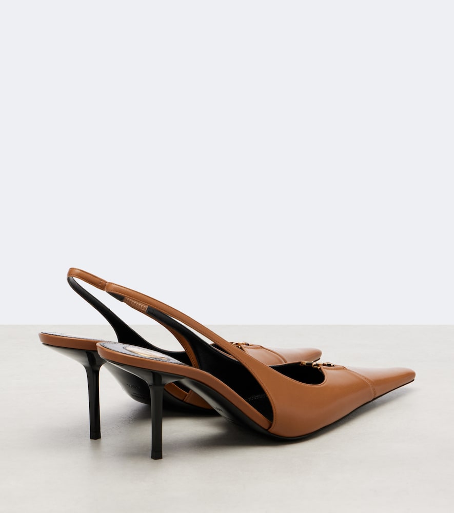 Saint Laurent Babylone Breteuil leather slingback pumps - Brown Mid Heel Pumps