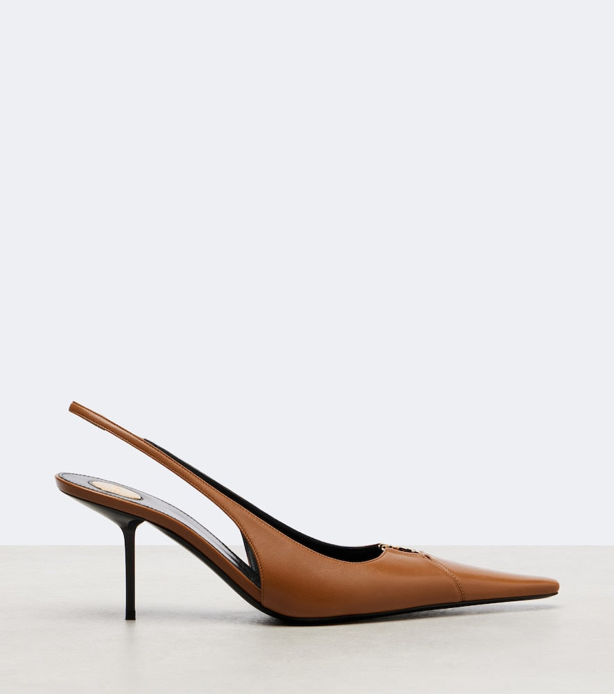 Saint Laurent Babylone Breteuil leather slingback pumps - Brown Mid Heel Pumps