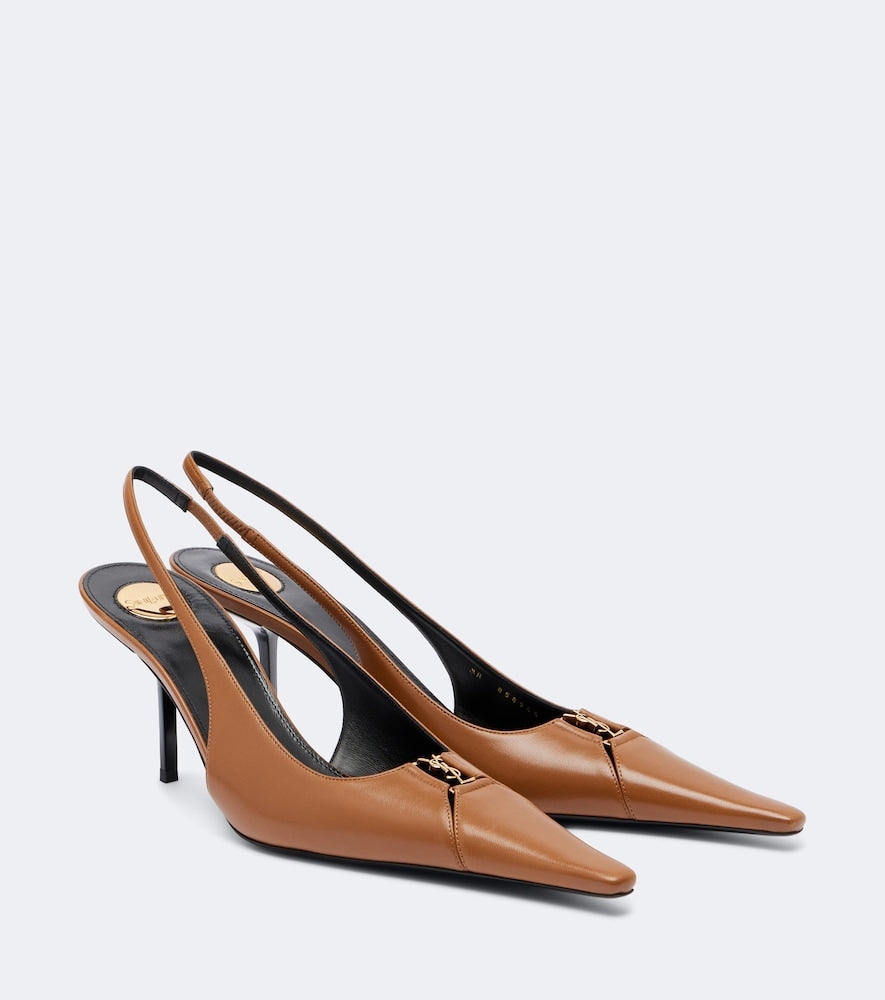 Saint Laurent Babylone Breteuil leather slingback pumps - Brown Mid Heel Pumps
