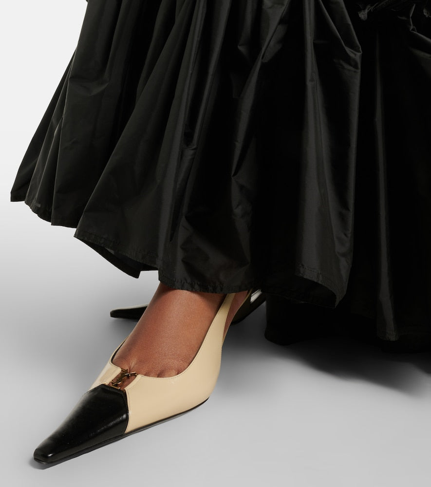 Saint Laurent Babylone Breteuil leather slingback pumps - White Mid Heel Pumps