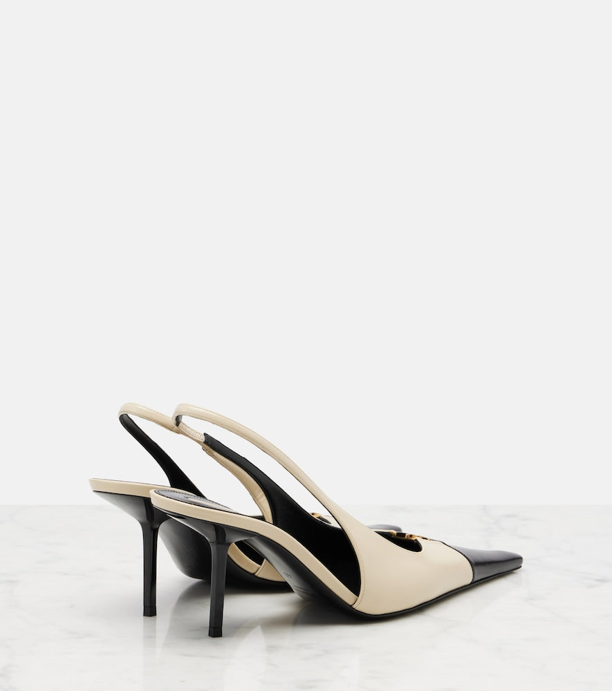 Saint Laurent Babylone Breteuil leather slingback pumps - White Mid Heel Pumps