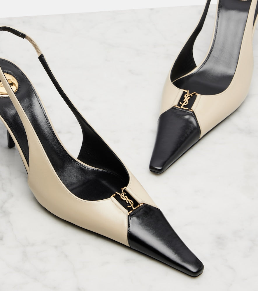 Saint Laurent Babylone Breteuil leather slingback pumps - White Mid Heel Pumps