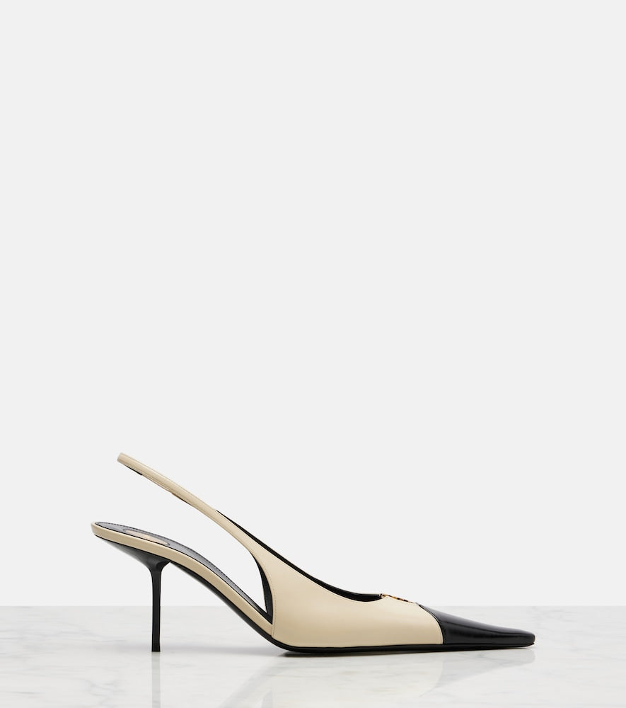 Saint Laurent Babylone Breteuil leather slingback pumps - White Mid Heel Pumps