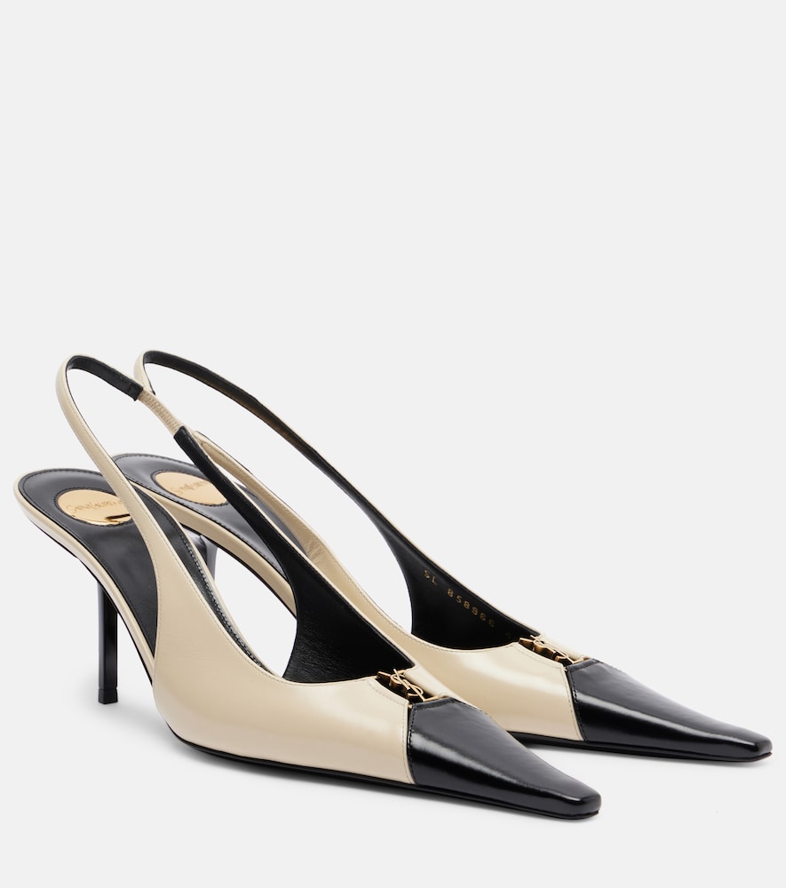Saint Laurent Babylone Breteuil leather slingback pumps - White Mid Heel Pumps
