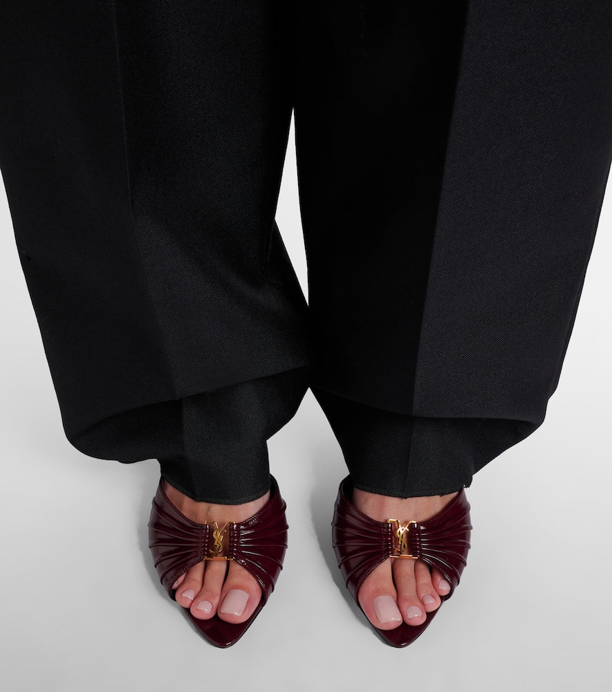 Saint Laurent Babylone Cassandre 60 leather mules (Burgundy) - Heeled Sandals