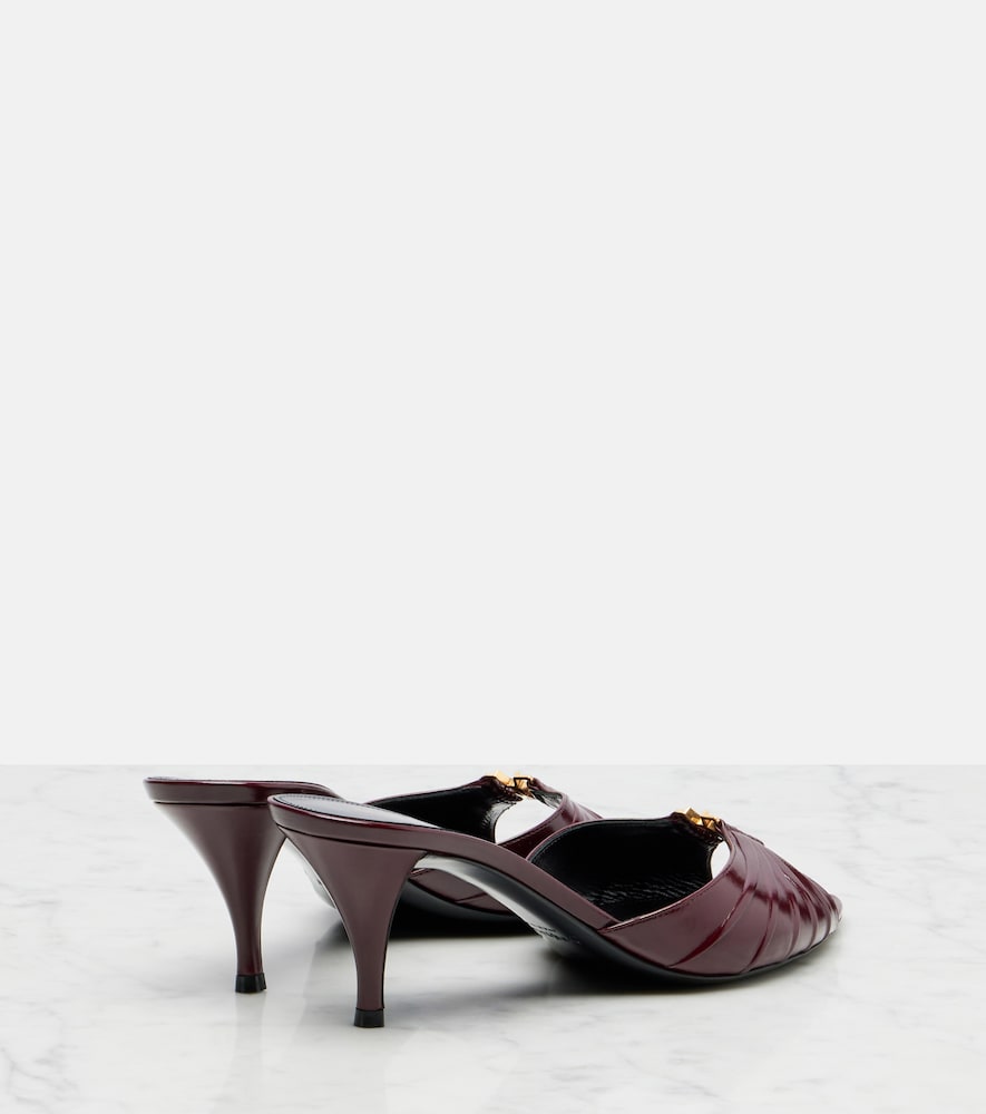 Saint Laurent Babylone Cassandre 60 leather mules (Burgundy) - Heeled Sandals
