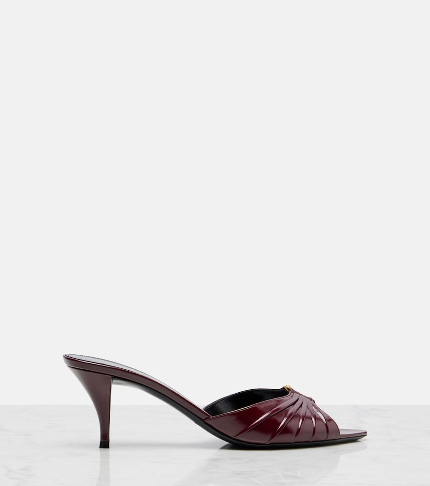 Saint Laurent Babylone Cassandre 60 leather mules (Burgundy) - Heeled Sandals
