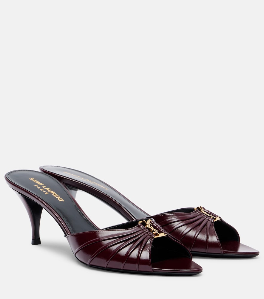 Saint Laurent Babylone Cassandre 60 leather mules (Burgundy) - Heeled Sandals