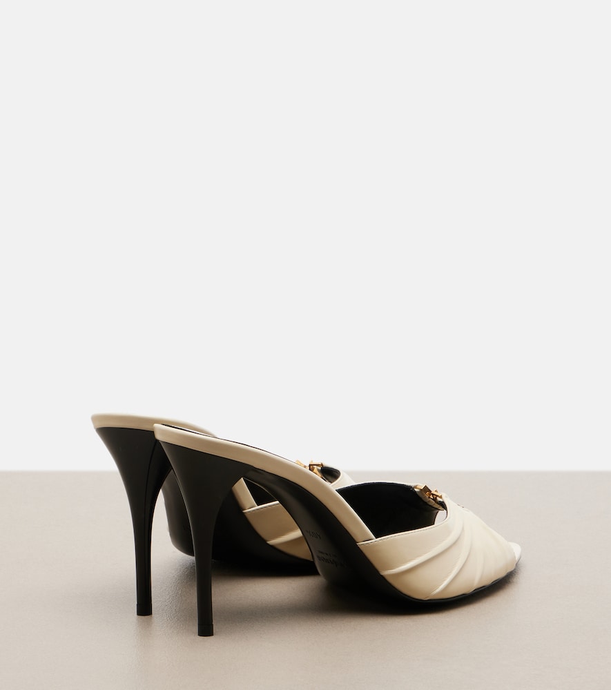 Saint Laurent Babylone Cassandre leather mules in White - Heeled Sandals