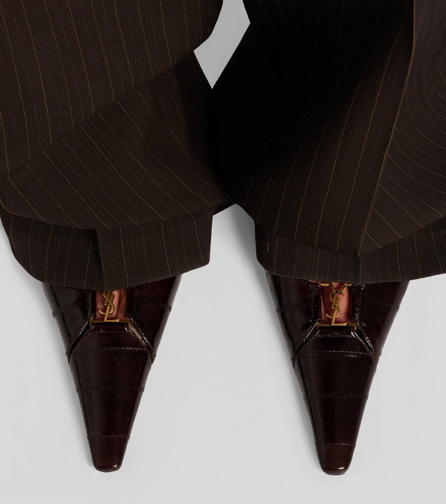 Saint Laurent Babylone eel leather slingback pumps (Brown) - Mid Heel Pumps