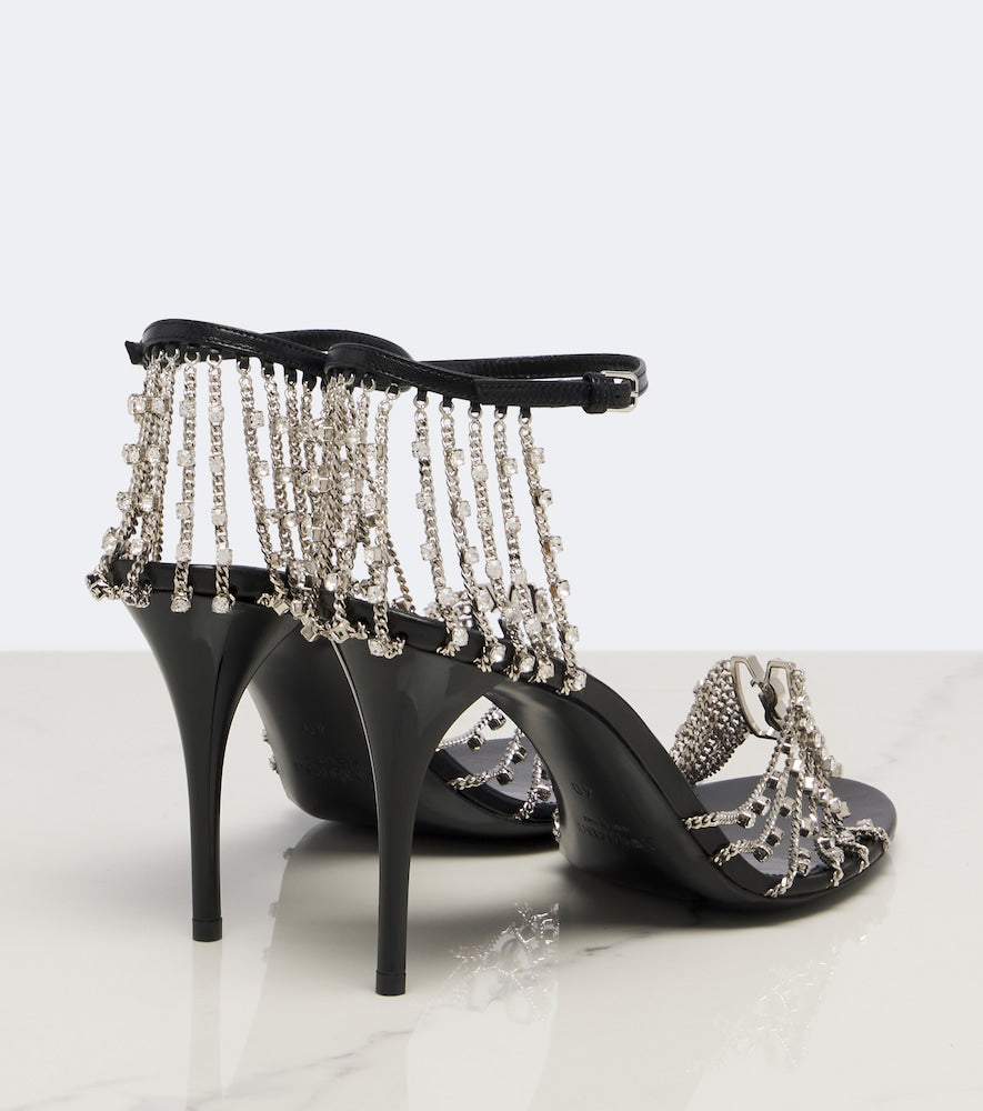 Silver Saint Laurent Babylone embellished sandals - Heeled Sandals