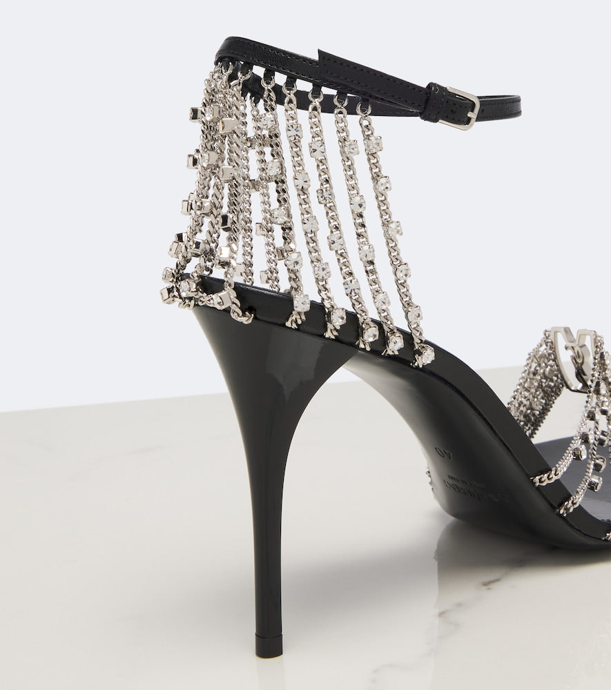 Silver Saint Laurent Babylone embellished sandals - Heeled Sandals