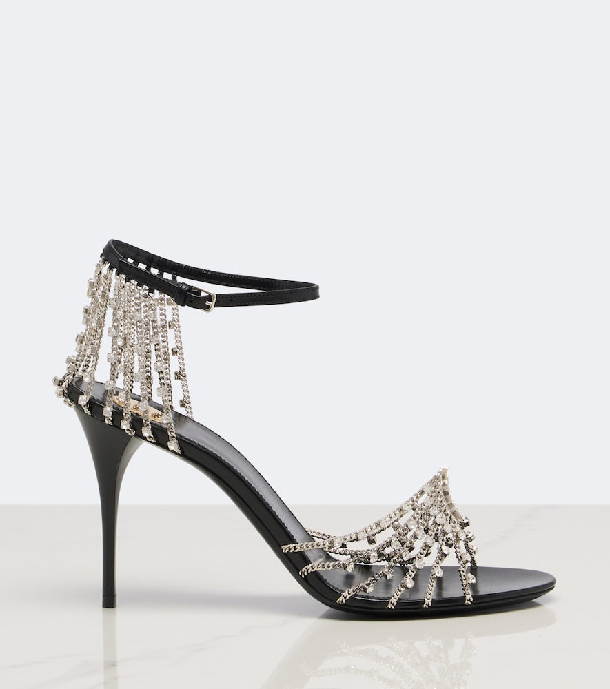 Silver Saint Laurent Babylone embellished sandals - Heeled Sandals