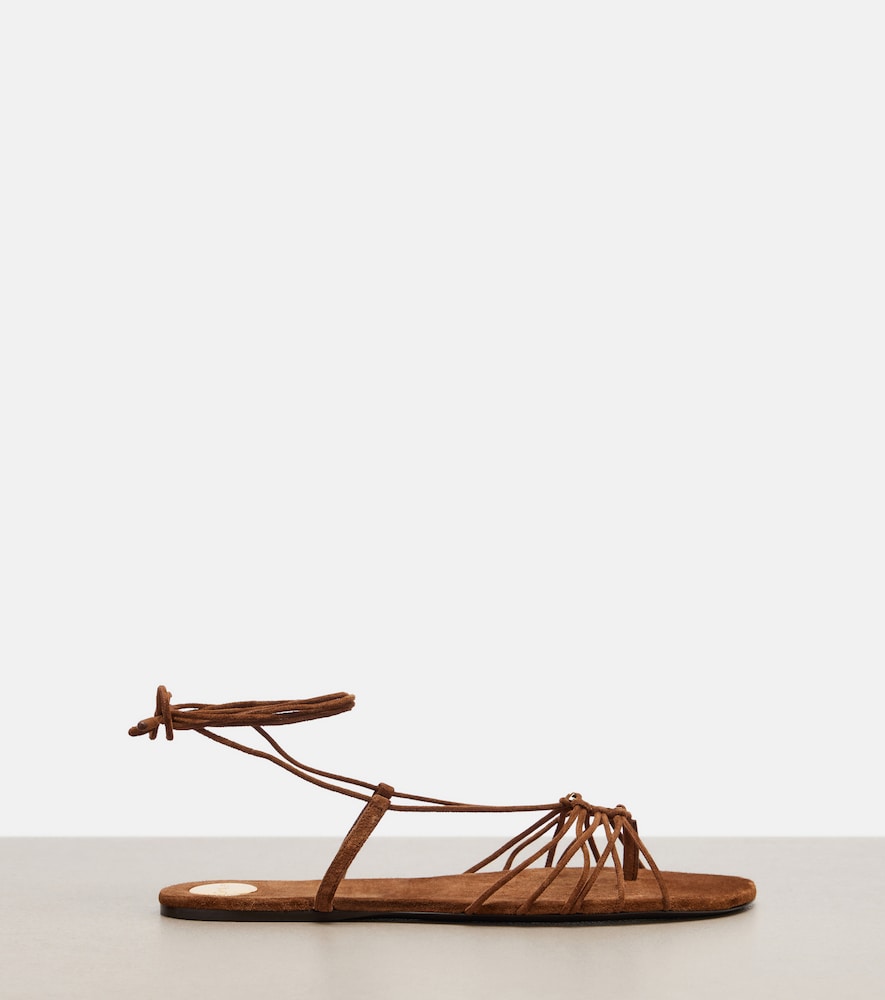 Brown Saint Laurent Babylone suede sandals - Flat Sandals