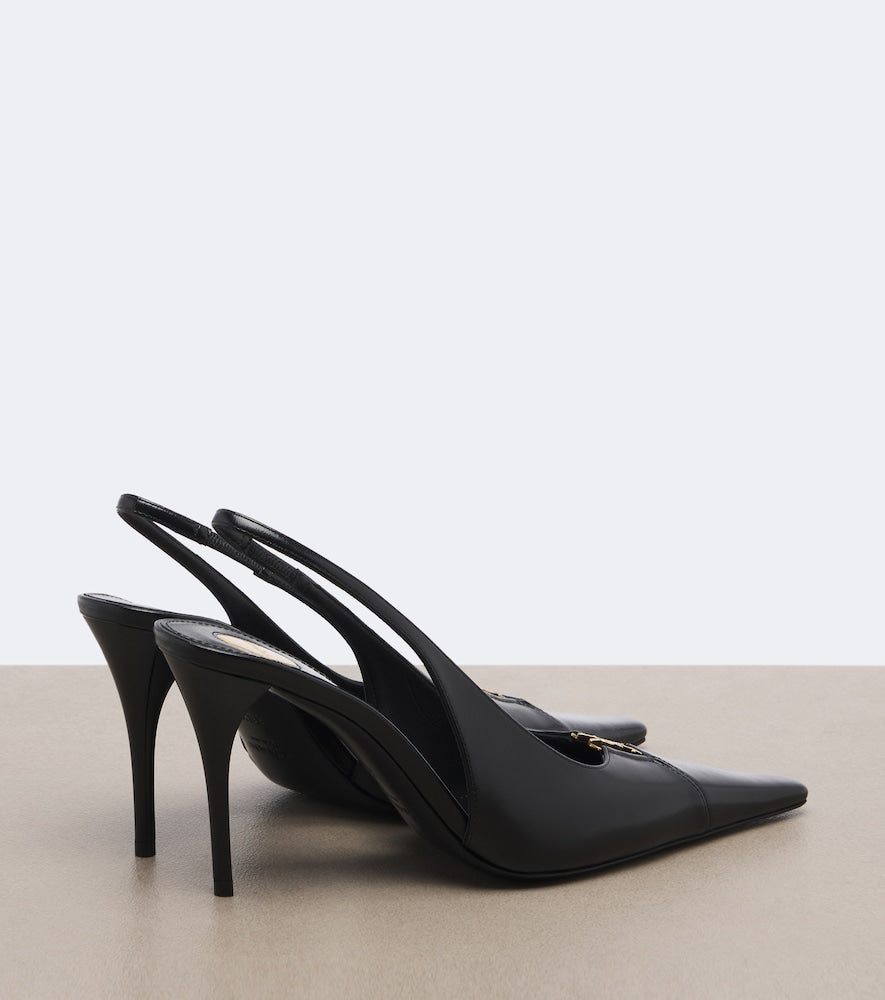 Saint Laurent Cassandre leather slingback pumps in Black - High-Heel Pumps
