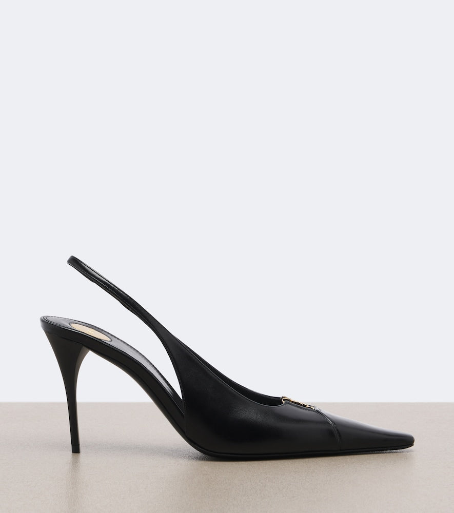 Saint Laurent Cassandre leather slingback pumps in Black - High-Heel Pumps